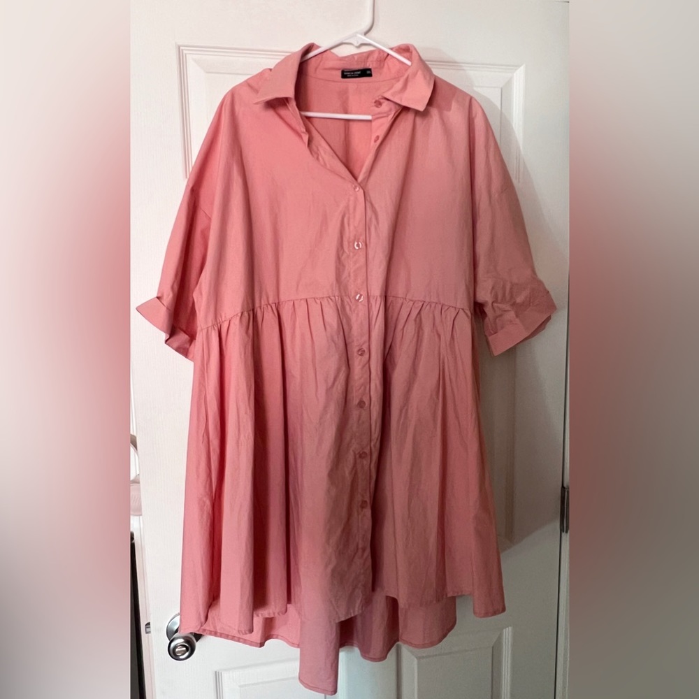 SHEIN pink oversized button-down dress